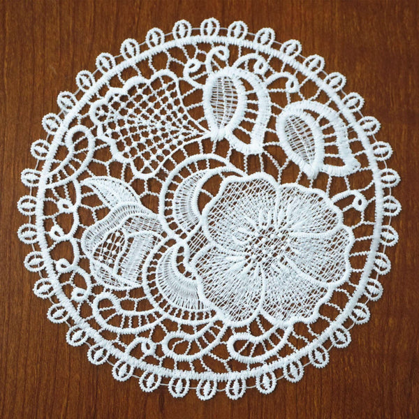 Off White Venice Lace Floral Applique - 7.5 inch Guipure Lace