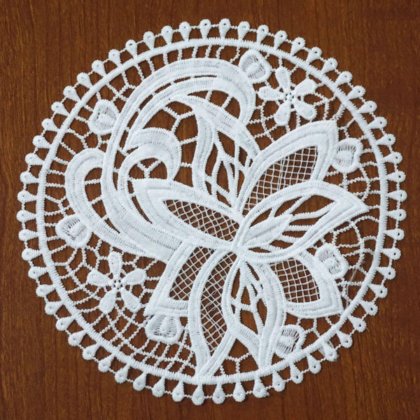 Floral Lace Applique: Off-White Embroidery Patch, Sewing Trim (7.5 inch)