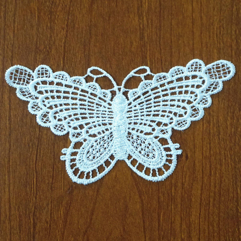 Off White Venice Lace Butterfly Applique - Floral Guipure Lace