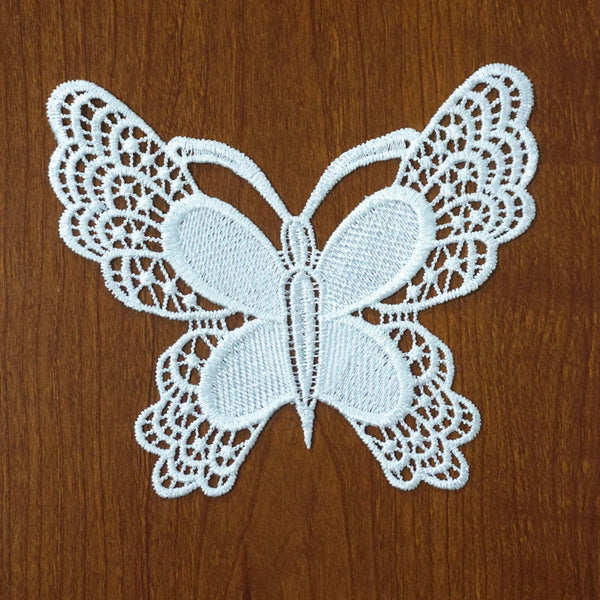 Off White Venice Lace Butterfly Applique - Floral Guipure Lace