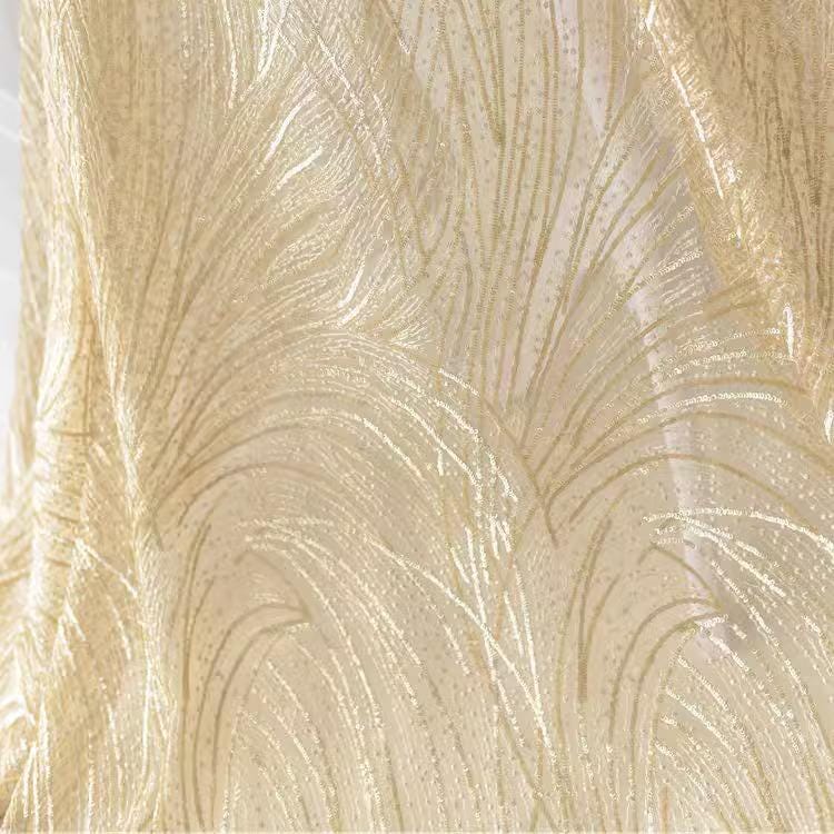 White Embroidered Bridal Lace Fabric - Corded Wedding Gown Lace