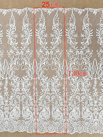 White Floral Lace Applique for Bridal Bodice