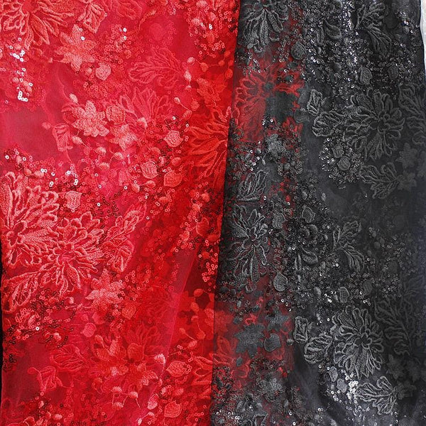 White Embroidered Bridal Lace Fabric - Corded Lace for Wedding Gown