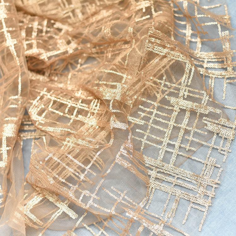 White Embroidered Bridal Lace Fabric - Corded Wedding Gown Lace