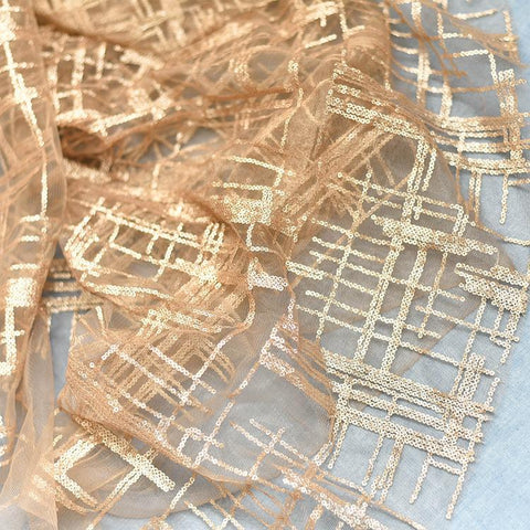 White Embroidered Bridal Lace Fabric - Corded Wedding Gown Lace