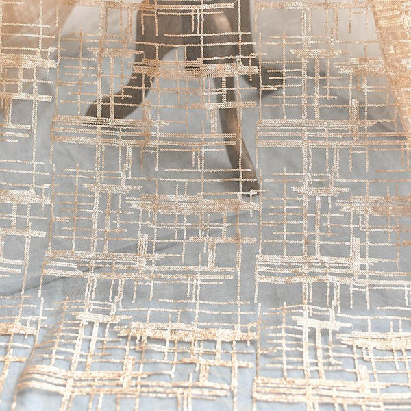 White Embroidered Bridal Lace Fabric - Corded Wedding Gown Lace