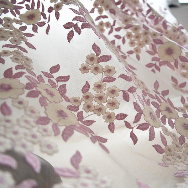 White Embroidered Floral Lace Fabric - Bridal Gown Lace By The Yard