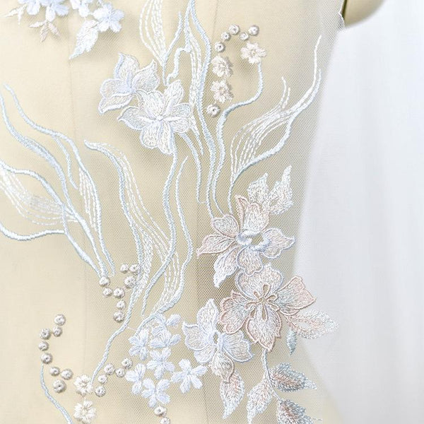 Bridal lace applique, white lace for wedding dress, embroidered lace for bridal dress wedding lace applique, corded lace for gown dress