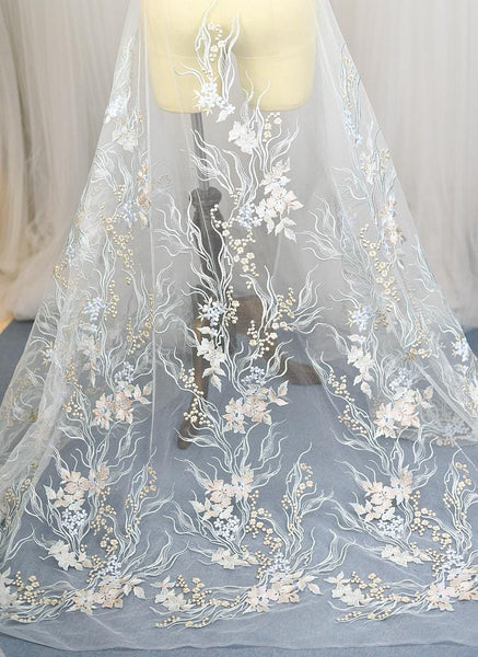 Bridal lace applique, white lace for wedding dress, embroidered lace for bridal dress wedding lace applique, corded lace for gown dress