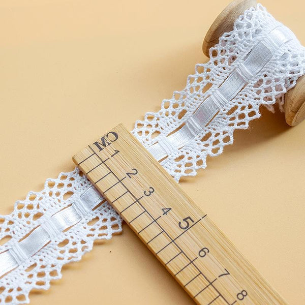 Off-White Lace Ribbon Trim: 1 3/8 inch Wide, Sewing & Crafting
