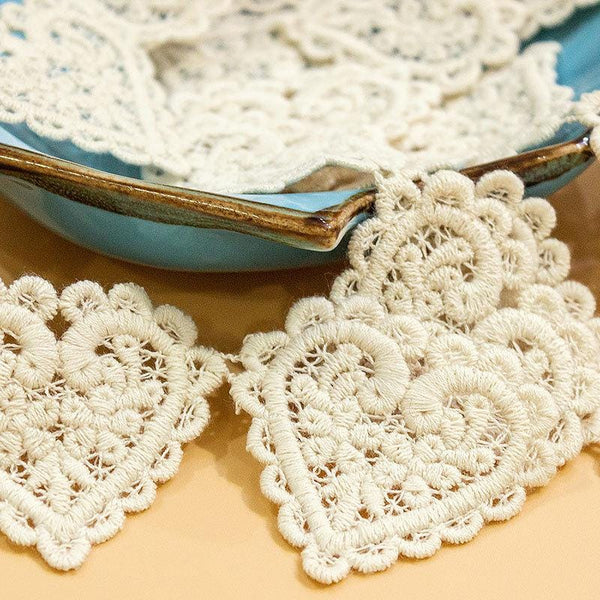 Heart Cotton Lace Trim: Beige Sewing & Crafting Décor, 2 inches wide priced by the yard