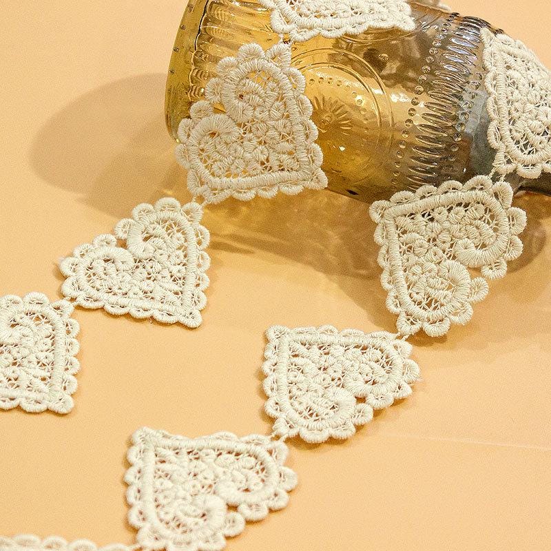 Heart Cotton Lace Trim: Beige Sewing & Crafting Décor, 2 inches wide priced by the yard