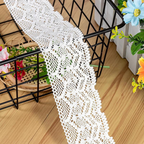 Cotton Venice Lace Trim: Elegant Scalloped Edge, Sewing & Crafting