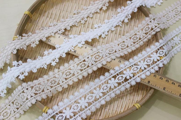 White Cotton Venice Lace Trim: Elegant Floral Sewing & Crafting