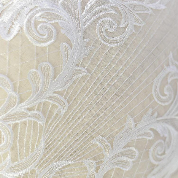 White Corded Bridal Lace Applique: Embroidered Wedding Dress Gown (10.25x45.25 in)