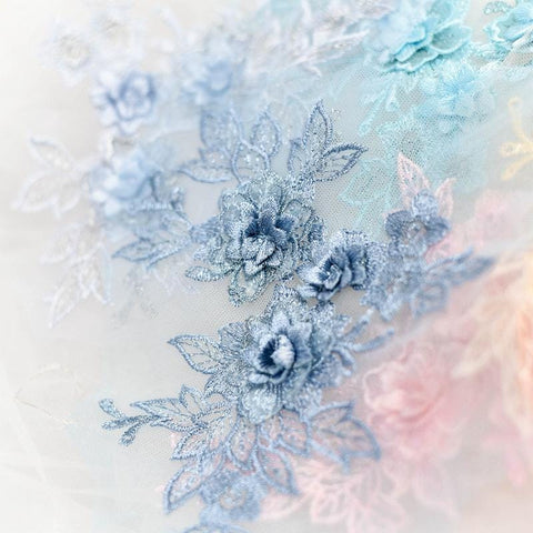 White Floral Lace Applique: Bridal Dress Bodice (6x7 7/8 in)