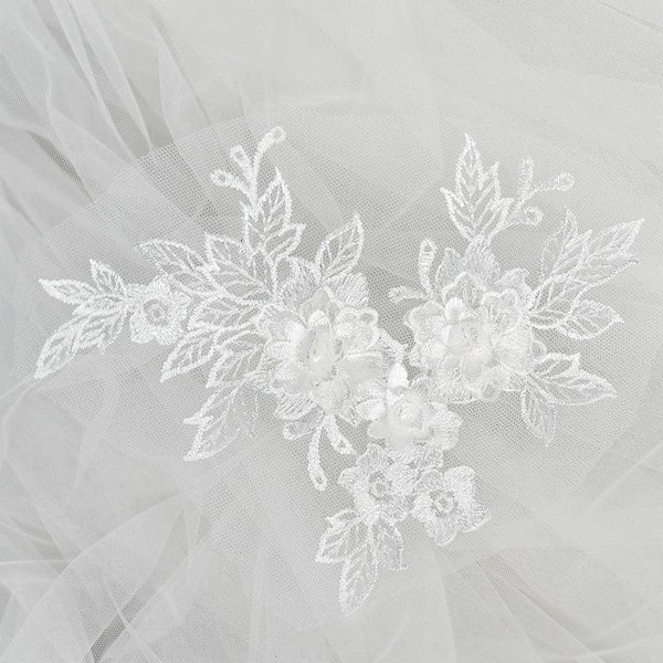 White Floral Lace Applique: Bridal Dress Bodice (6x7 7/8 in)