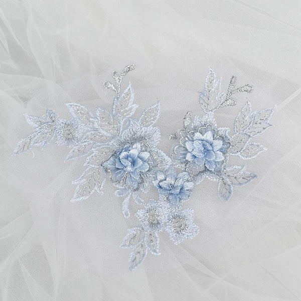 White Floral Lace Applique: Bridal Dress Bodice (6x7 7/8 in)