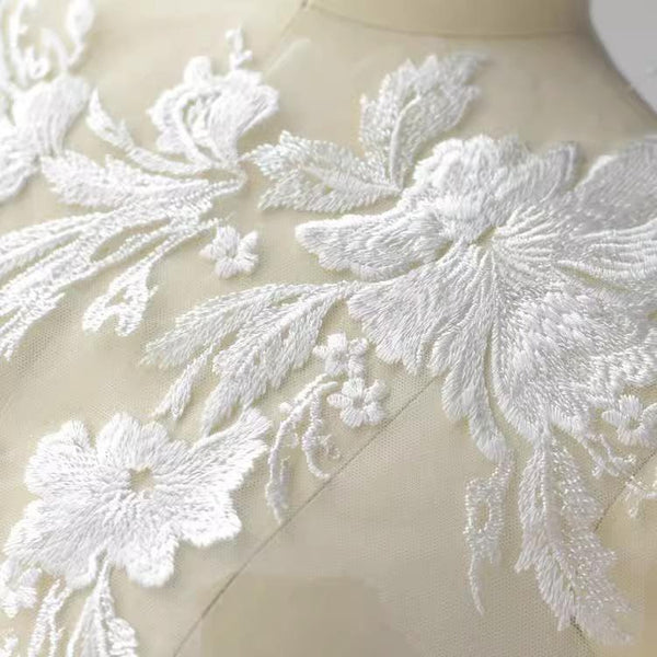White Floral Lace Applique: Bridal Dress Bodice