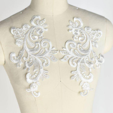 Floral Lace Applique Pair: Bridal Gown Embellishments