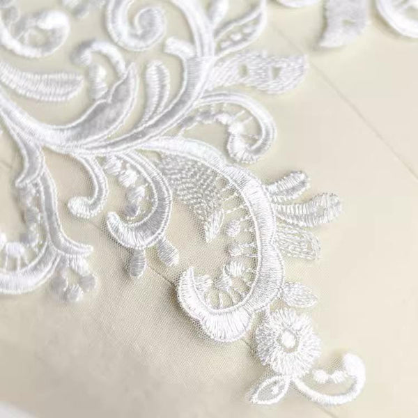 Floral Lace Applique Pair: Bridal Gown Embellishments
