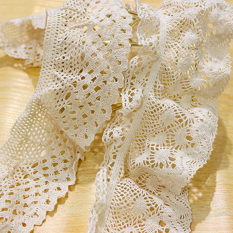 Elastic Edge Cotton Lace Trim: Scalloped Venice Lace for Sewing