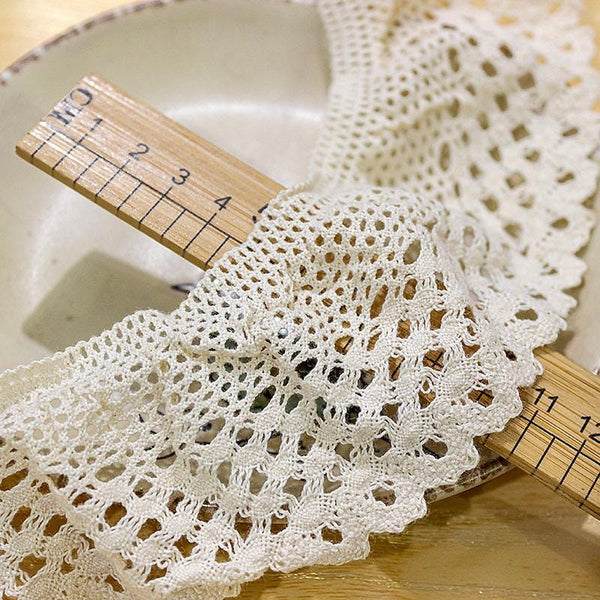 Elastic Edge Cotton Lace Trim: Scalloped Venice Lace for Sewing