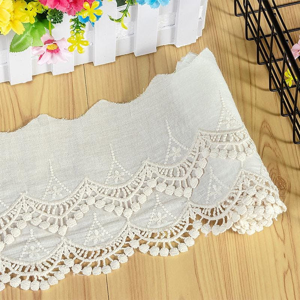 Scalloped Cotton Lace Trim: White Broderie Anglaise Sewing Embellishment