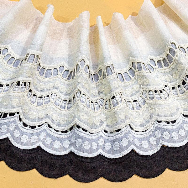 Scalloped Broderie Anglaise Cotton Lace Trim - 8 5/8" Wide