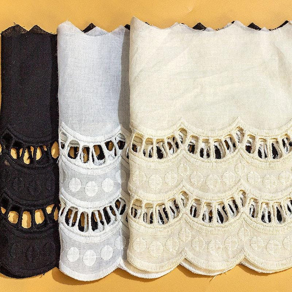Scalloped Broderie Anglaise Cotton Lace Trim - 8 5/8" Wide
