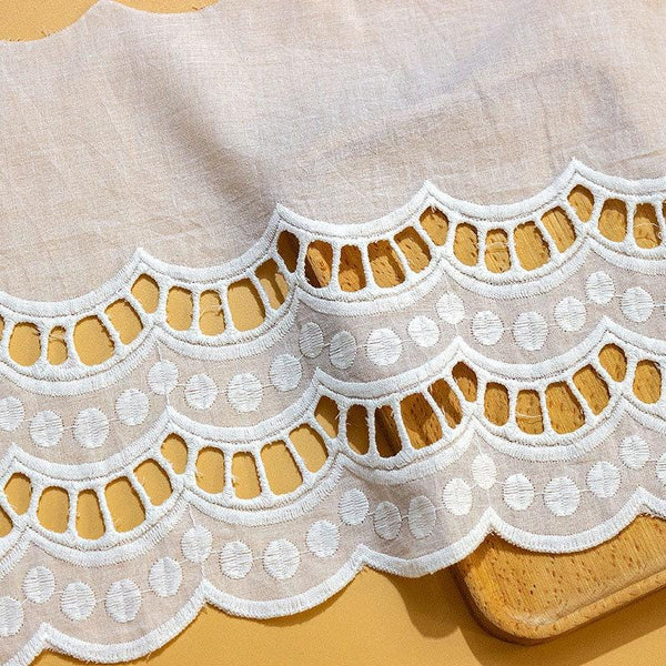 Scalloped Broderie Anglaise Cotton Lace Trim - 8 5/8" Wide
