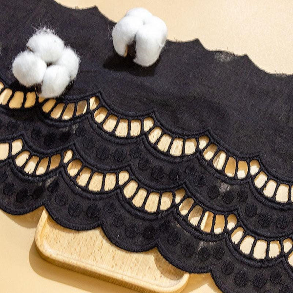 Scalloped Broderie Anglaise Cotton Lace Trim - 8 5/8" Wide