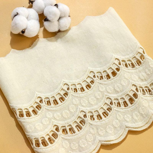 Scalloped Broderie Anglaise Cotton Lace Trim - 8 5/8" Wide