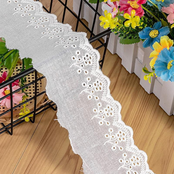Scalloped Cotton Lace Trim: White Broderie Anglaise for Sewing & Crafts