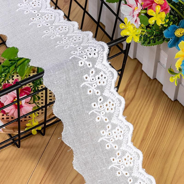 Scalloped Cotton Lace Trim: White Broderie Anglaise for Sewing & Crafts