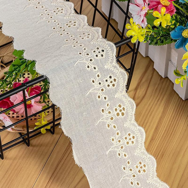 Scalloped Cotton Lace Trim: White Broderie Anglaise for Sewing & Crafts