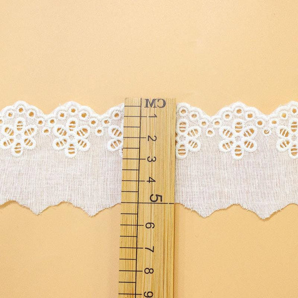 Scalloped Cotton Lace Trim: White Broderie Anglaise Sewing Embellishment