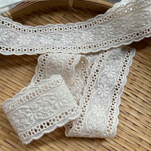 White Cotton Lace Trim: Scalloped Edge Sewing & Crafting