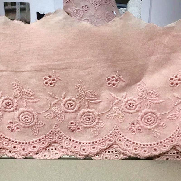 Scalloped Cotton Lace Trim: White Broderie Anglaise for Sewing & Crafts, 4 3/4" wide