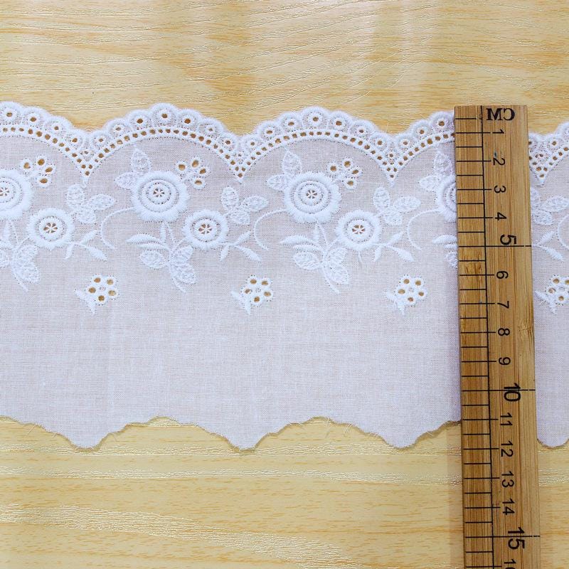 Scalloped Cotton Lace Trim: White Broderie Anglaise for Sewing & Crafts, 4 3/4" wide
