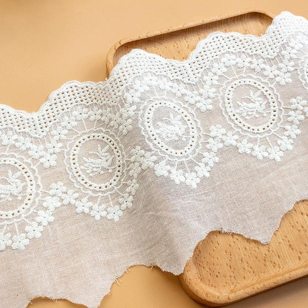 Scalloped Cotton Lace Trim: White Broderie Anglaise for Sewing & Crafts