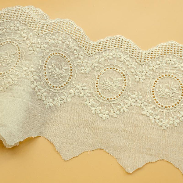 Scalloped Cotton Lace Trim: White Broderie Anglaise for Sewing & Crafts