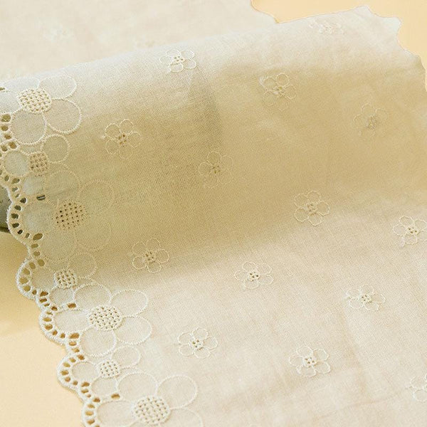 Scalloped Cotton Lace Trim: White Broderie Anglaise, Sewing & Crafting - 7.5" Wide