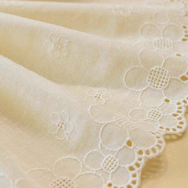 Scalloped Cotton Lace Trim: White Broderie Anglaise, Sewing & Crafting - 7.5" Wide