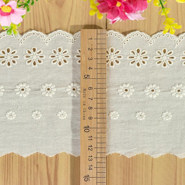 Scalloped Cotton Lace Trim: White Broderie Anglaise for Sewing & Crafts