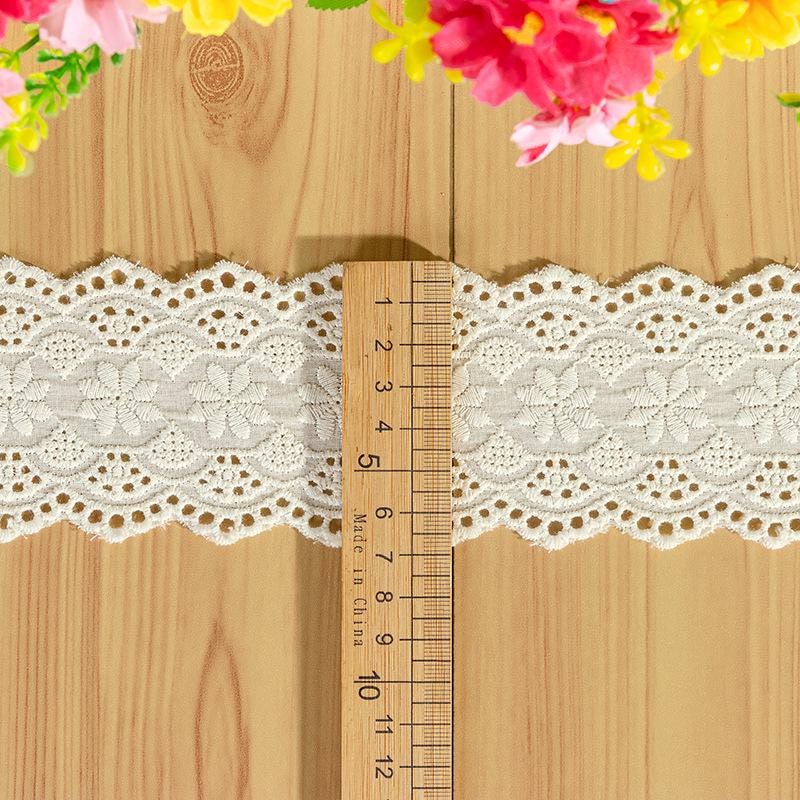 White Cotton Lace Trim: Scalloped Edge, Sewing & Crafting
