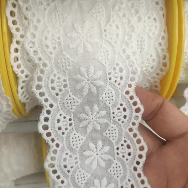 White Cotton Lace Trim: Scalloped Edge, Sewing & Crafting