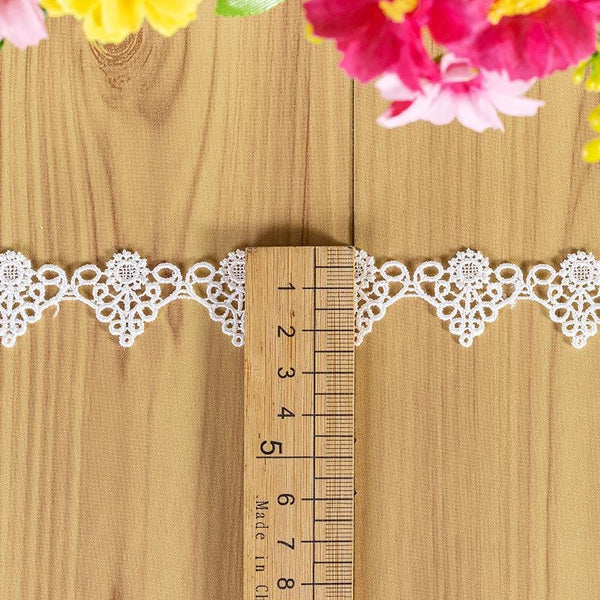 White Venice Lace Trim: Scalloped Guipure Victorian Pattern - By The Yard