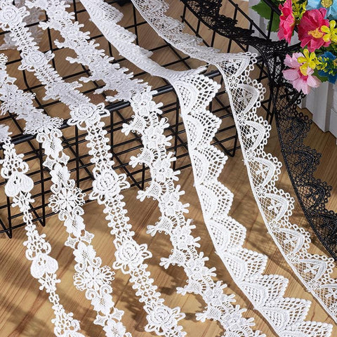 White Venice Lace Trim: Scalloped Victorian Guipure, Crafting & Sewing