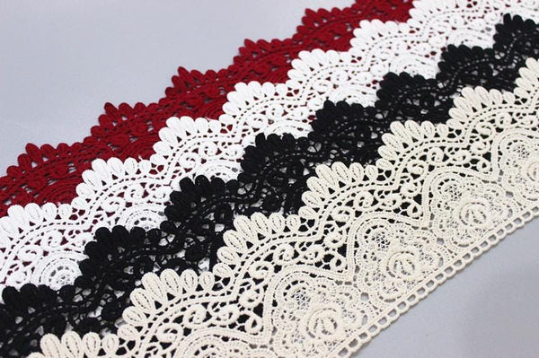 Cotton Venice Lace Trim: 3 1/2" Wide Scalloped Victorian Edging
